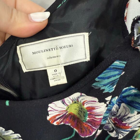 Moulinette Soeurs Anthropologie Astere Everywhere 3D Dress Floral Black 0 - Picture 2 of 8